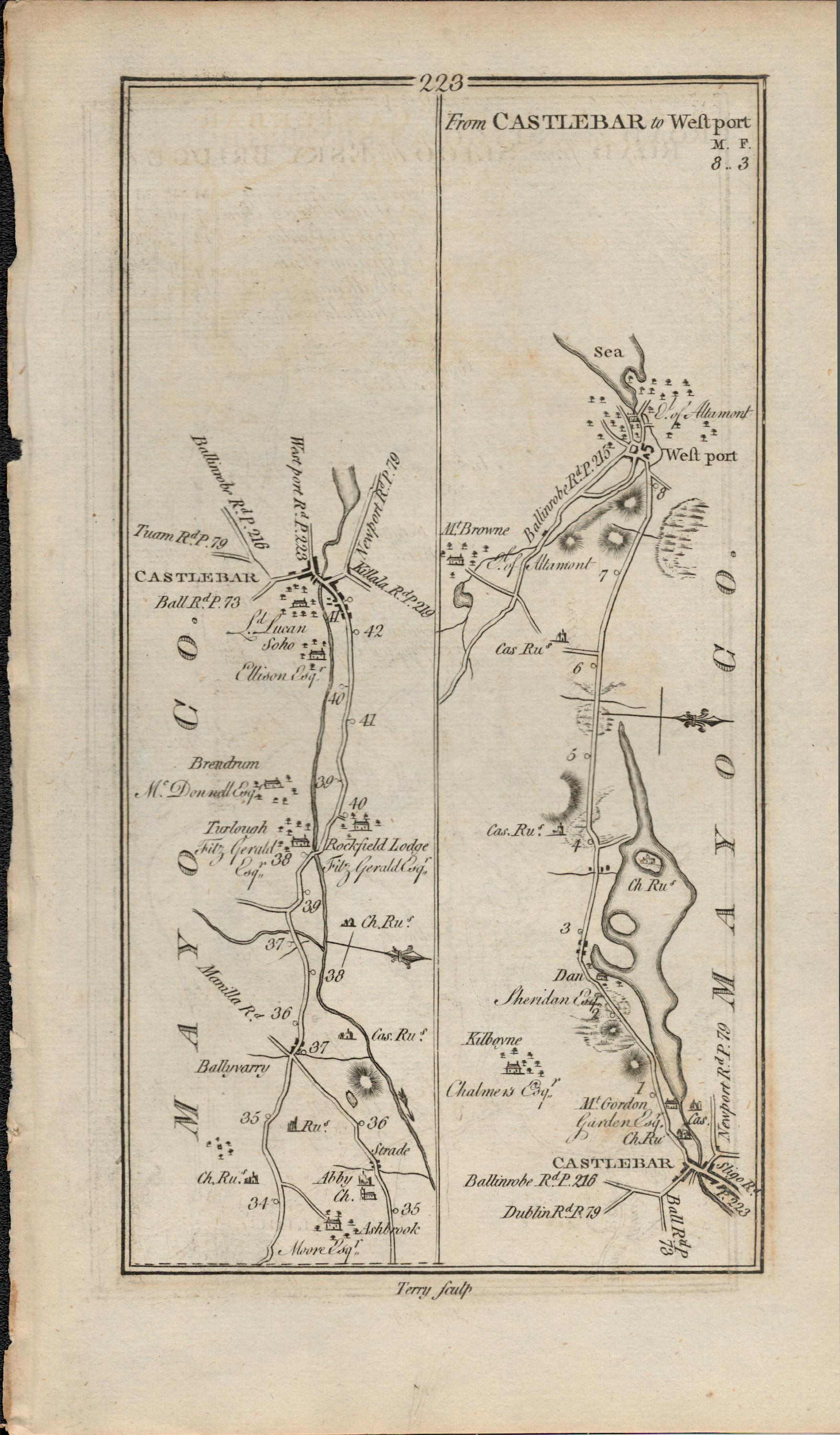 Taylor & Skinner 1777 Ireland Map Mayo Castlebar Strade Ballyvary Westport. - Image 2 of 2