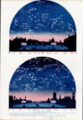 The Stars for December Over London Astronomy Antique Book Plate.