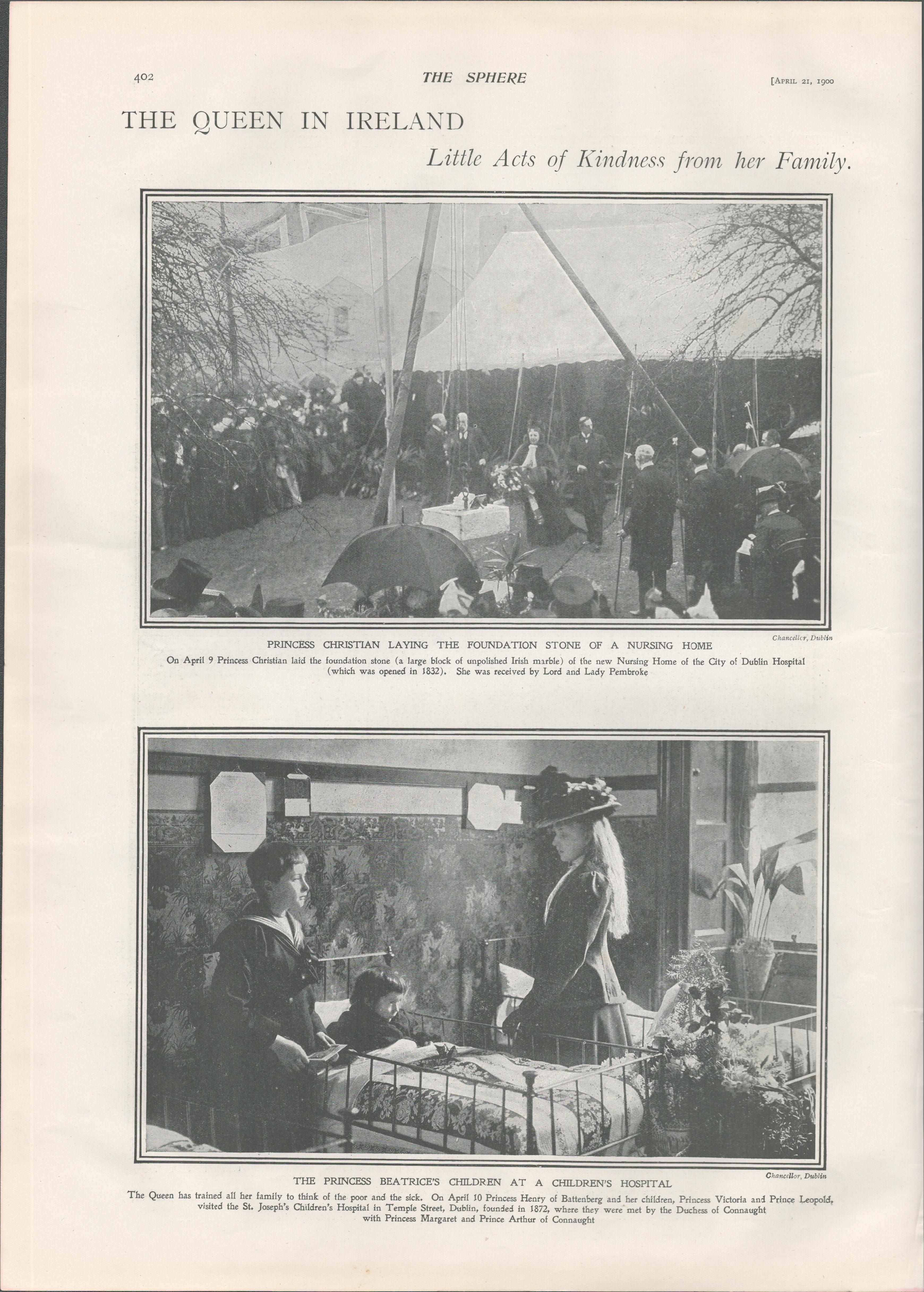 Royal Tour Visiting Dublin Children's Hospital 1900