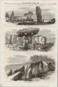Jersey Prehistoric Remains Antique Print 1870