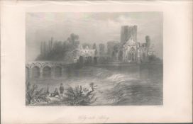 Antique Print 1850s Holy Cross Abbey Tipperary Mr & Mrs S.C. Hall Ireland Its Scenery