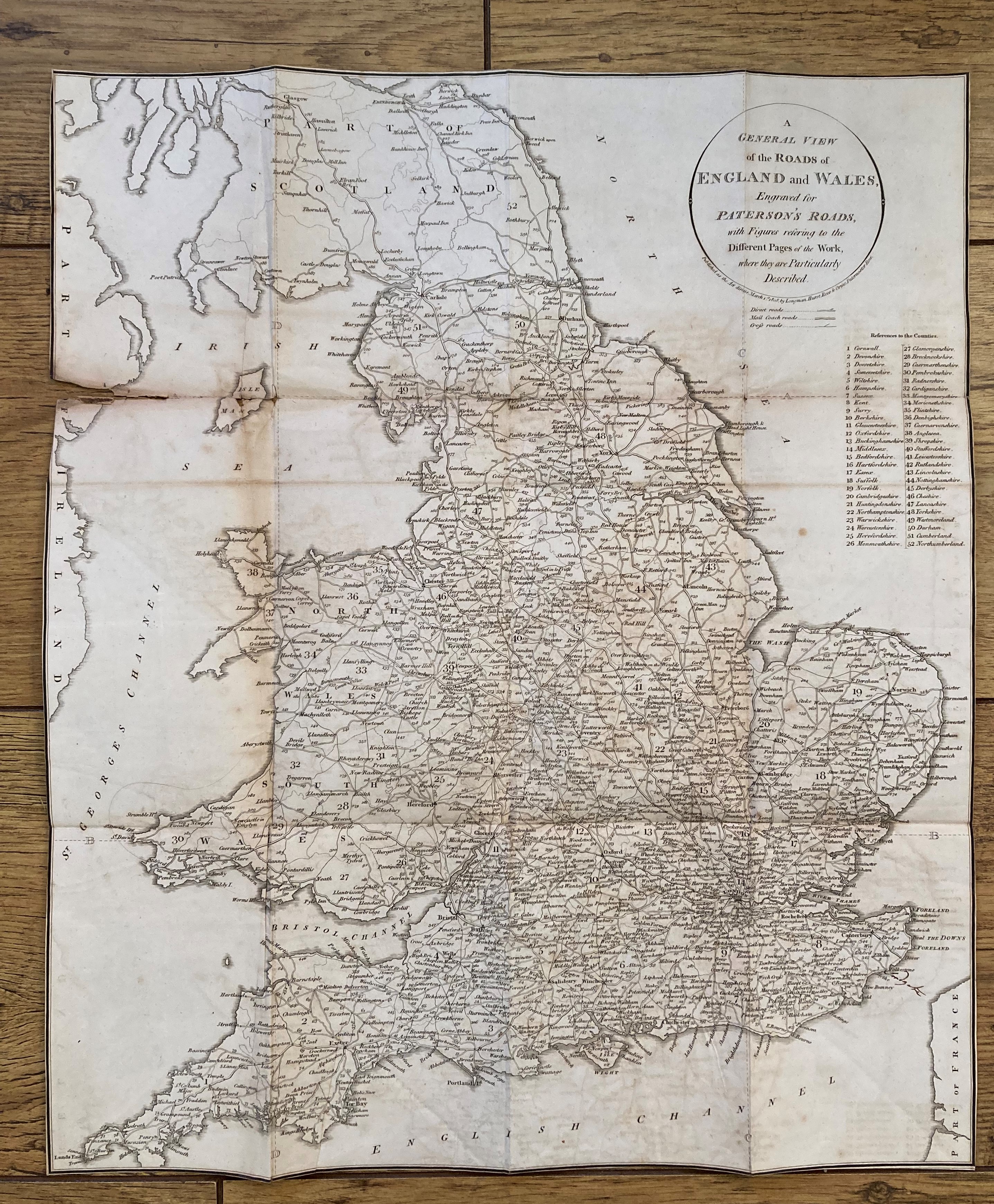 England & Wales Part of Scotland 1808 Colonel Patterson Antique Map.