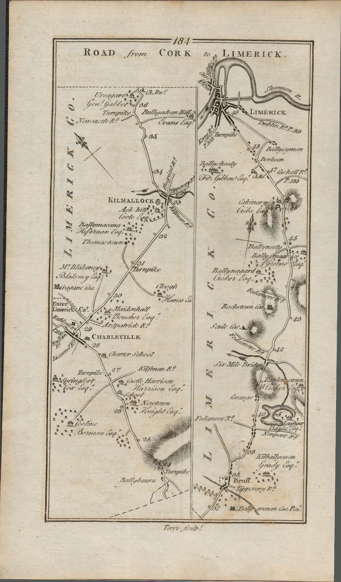 Taylor & Skinner 1777 Ireland Map Cork Mallow Ballybeg Limerick Bruff.