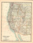 United States West California Nevada Utah Wyoming Etc Large Antique Map.