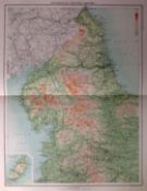 Victorian Antique 1897 Map Geographical Features Of Northern England.