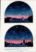 The Stars for July Over London Astronomy Antique Book Plate.