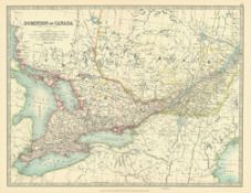 Canada Quebec Ontario Lake Erie Lahe Huron Large Antique Map.