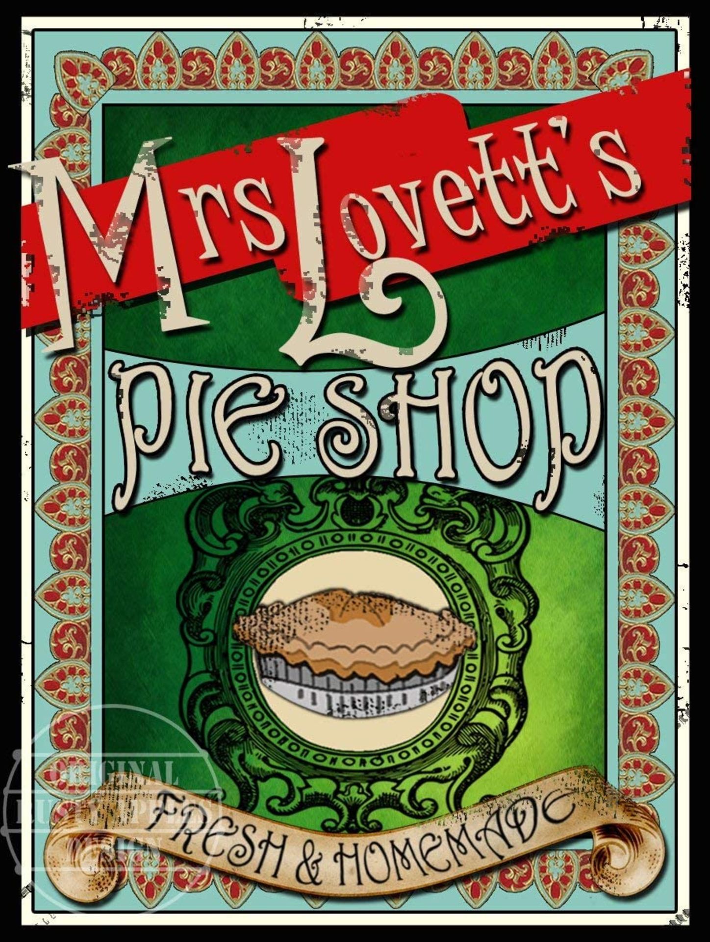 Mrs Lovetts Pie Shop Sweeney Todd Victorian Large Metal Wall Art