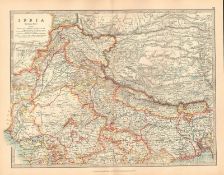 India North Kashmir Nepal Bengal Coloured Antique Map.