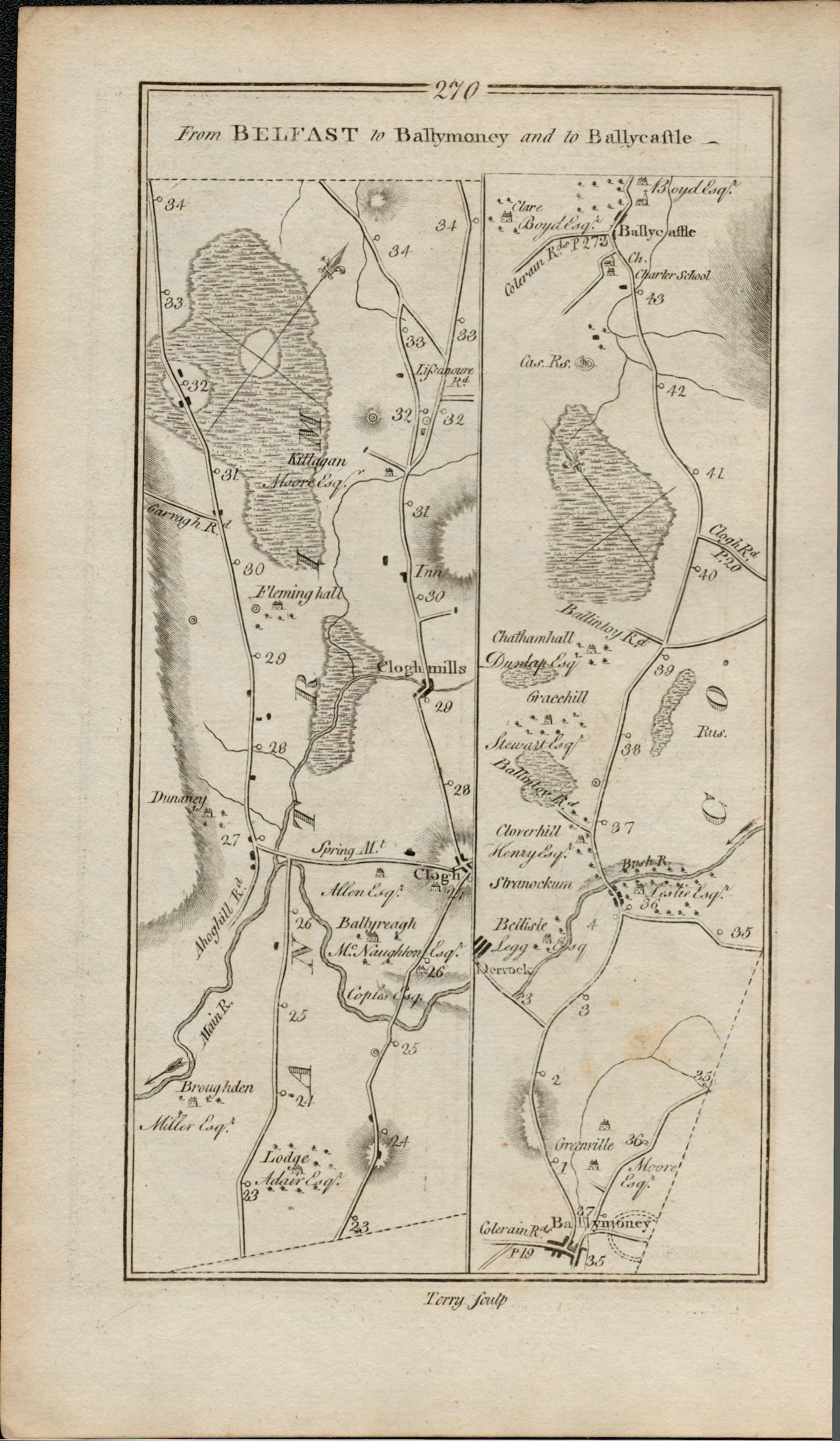 Taylor & Skinner 1777 Ireland Map Belfast, Ballyclare, Kells Ballymena Ballymoney Ballycastle. - Image 2 of 2