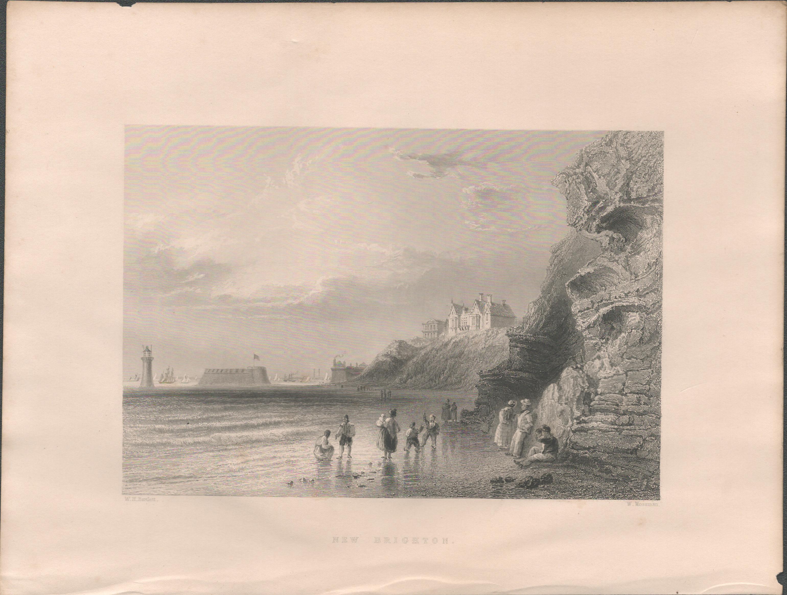 New Brighton Antique 1842 Steel Engraving.