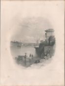 Isle of Cowes Antique 1842 Steel Engraving.