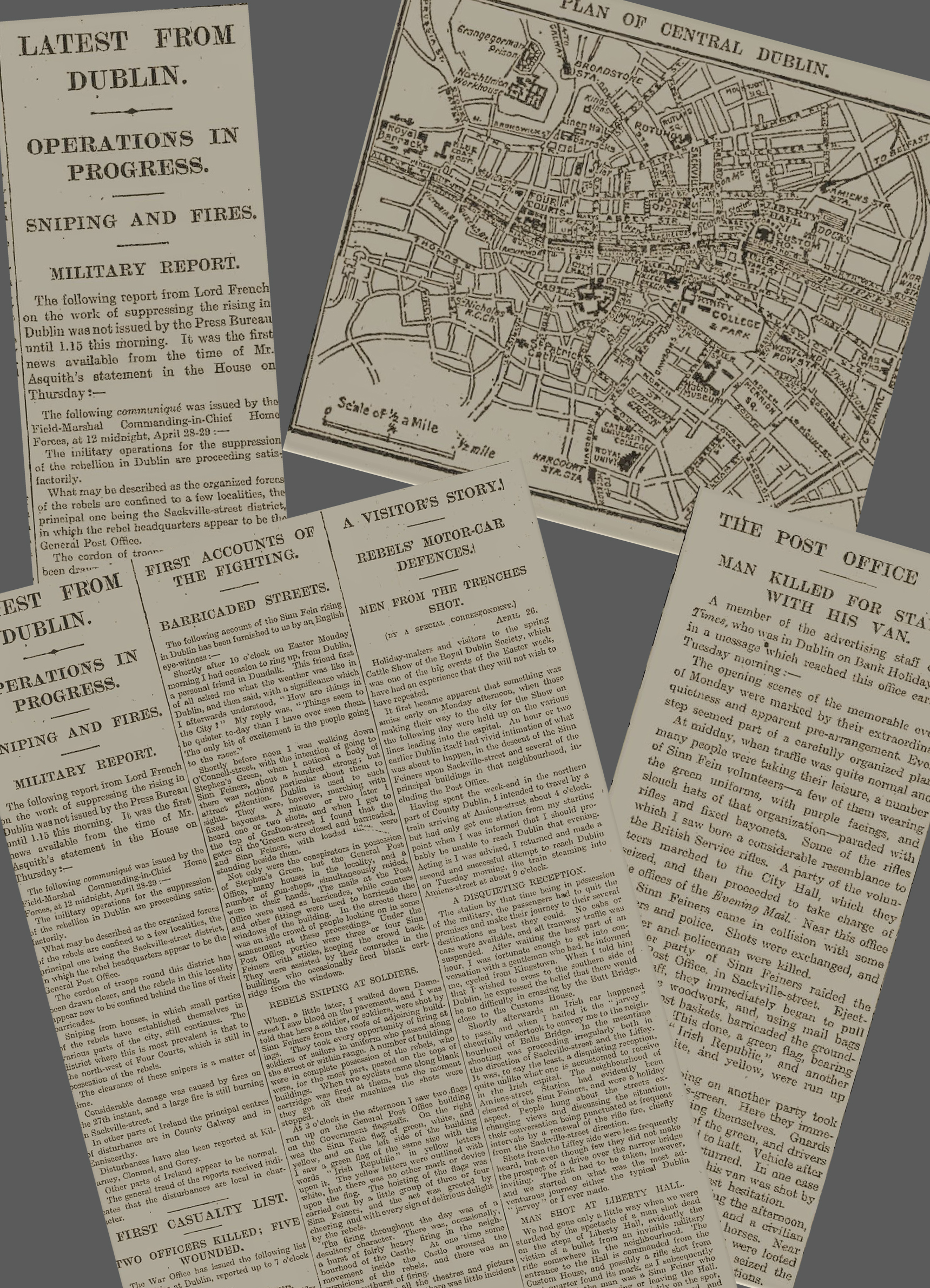 Easter Rising 1916 Newspaper Sinn Fein Rebels Take Over Key Areas of Dublin City.