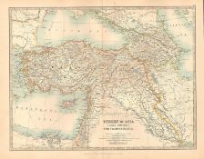 Turkey In Asia Minor Large Coloured Antique Map.