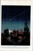 Fireball Meteor Showers Astronomy Antique Book Plate.
