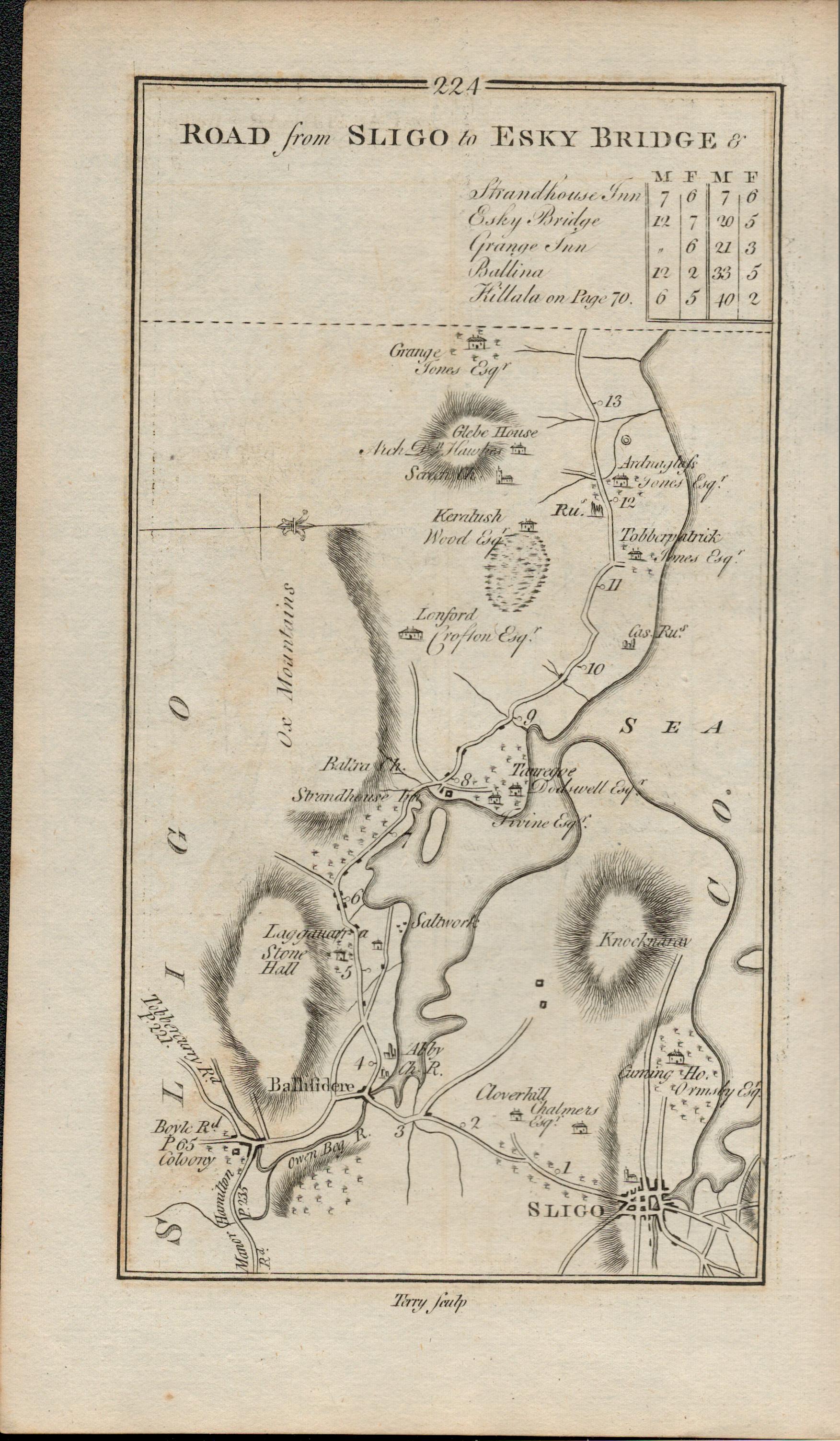 Taylor & Skinner 1777 Ireland Map Mayo Castlebar Strade Ballyvary Westport.