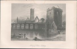 Antique Engraving 1850s Abbey Of Clare Galway