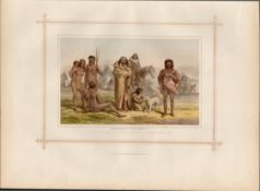 Aborigines of Native South American Costume Indigenous People Antique Print.