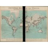 Rare James Reynolds Antique Geology Physical Map of the World.