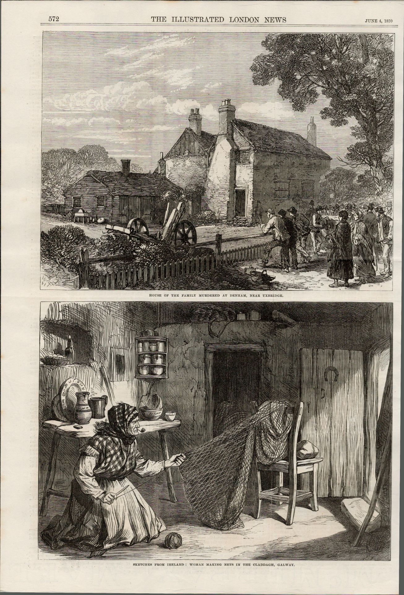 Women Making Nets Claddagh Galway Ireland 1870 Antique Print.