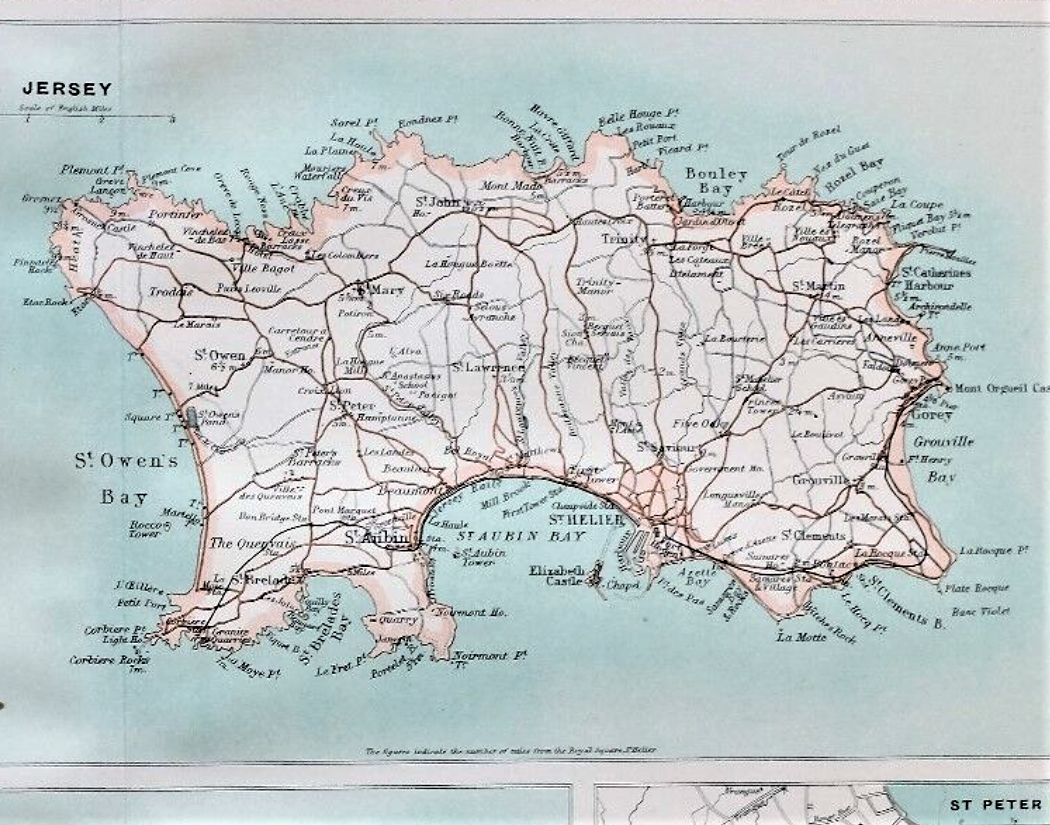 Victorian 1897 Map Channel Islands Jersey Guernsey St Peters Alderney St Hellier. - Image 2 of 5