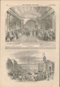 Dublin Castle & Bank of Ireland 1849 Antique Woodgrain Print