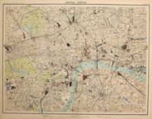 Victorian Antique 1897 Map Central London Buckingham Palace, Strand, Mall Etc.