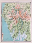 Victorian Antique 1897 Map Lake District Ambleside, Keswick, Kendal, Grasmere.