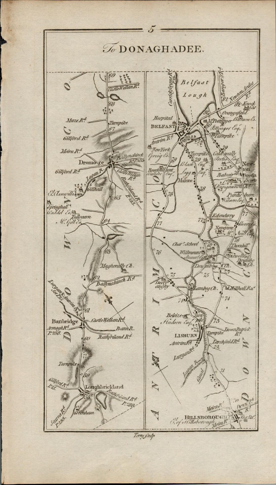 Taylor & Skinner 1777 Ireland Map Antrim Lisburn Belfast Holywood Bangor Etc. - Image 2 of 2