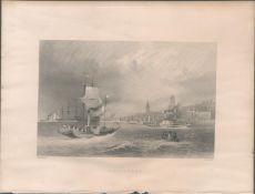 Gravesend Kent Antique 1842 Steel Engraving.