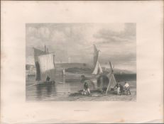 Exmouth Devon Antique 1842 Steel Engraving.