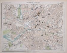 Victorian Antique 1897 Large Detailed Map Cities of Manchester & Salford.