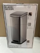 Black And Decker Soft Close Pedal Bin 20L Slim Line Design. RRP £59.99 - GRADE U