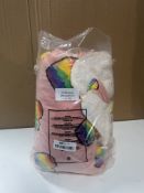 Rainbow Heart Pink Fleece Blanket. RRP £19.99. Grade U