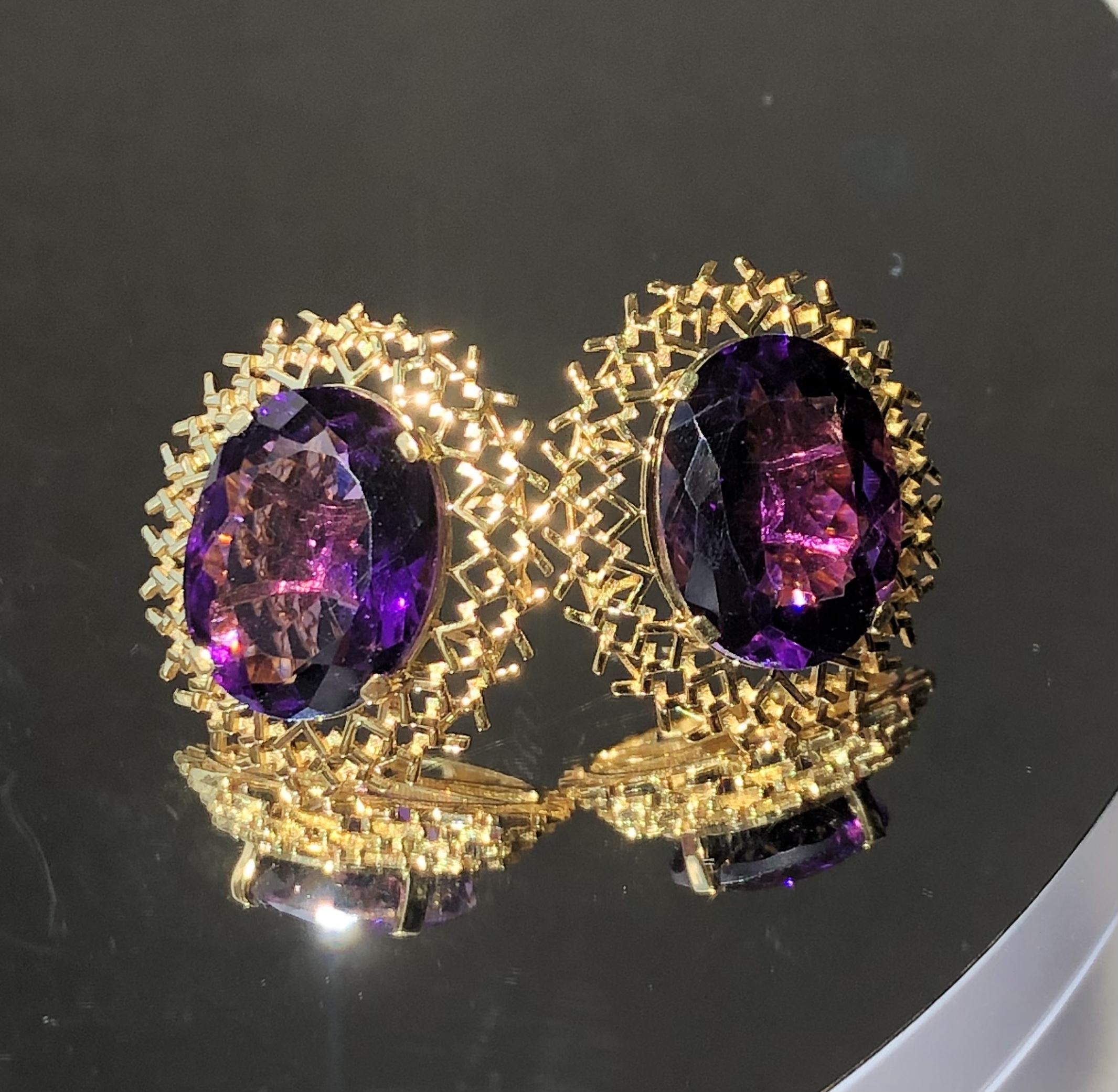 Beautiful 13.50ct Natural Amethyst Earrings 18k Gold - Image 4 of 5