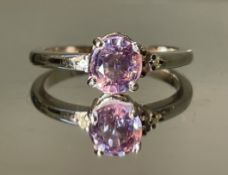 Beautiful Unheated/untreated Ceylon Pink Sapphire With Diamonds & 18k White Gold