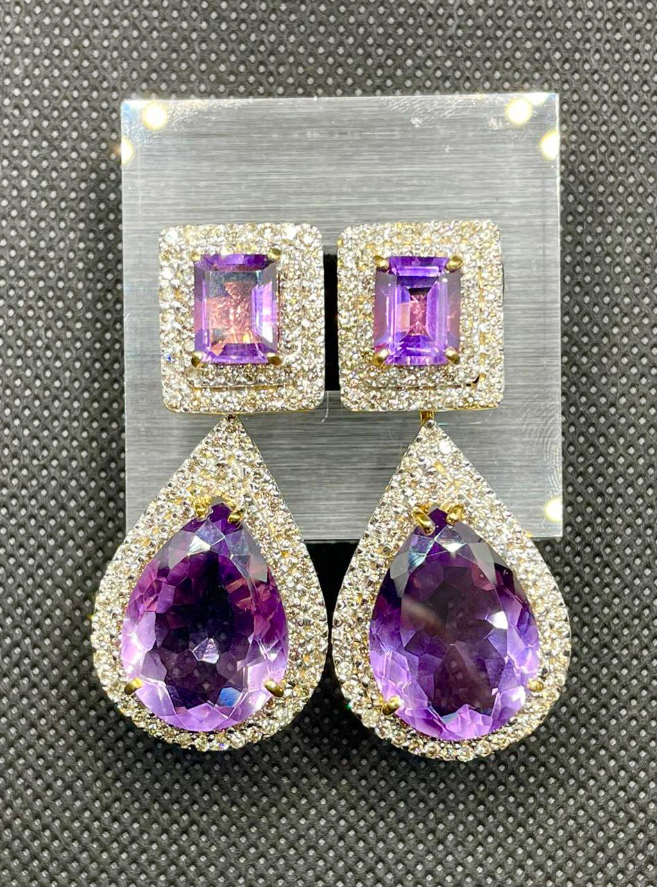 Beautiful 34.5ct Natural Amethyst with 4.70ct Natural Diamonds and 18k Gold - Image 2 of 7