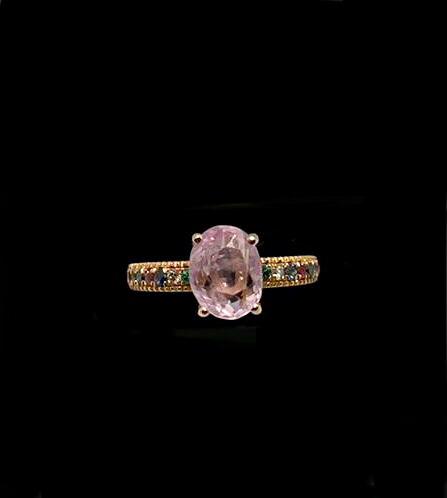 Beautiful Natural Ceylon Pink Sapphire With Natural Diamonds & 18k White Gold - Image 6 of 11