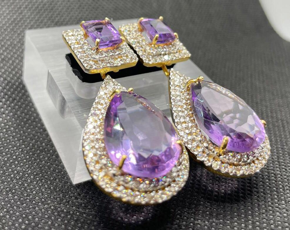 Beautiful 34.5ct Natural Amethyst with 4.70ct Natural Diamonds and 18k Gold - Image 4 of 7