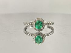 Beautiful Natural Emerald With Natural Diamonds & 18k Gold