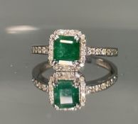 Beautiful Natural Emerald With Natural Diamonds & 18k Gold