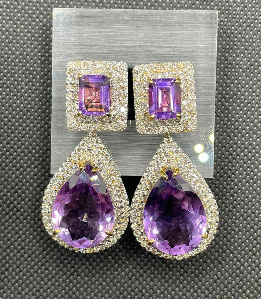 Beautiful 34.5ct Natural Amethyst with 4.70ct Natural Diamonds and 18k Gold - Image 3 of 7