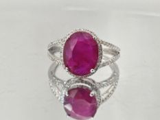 Natural Burma Ruby 3.77Ct With Natural Diamonds & 18k Gold