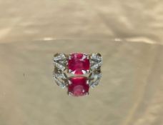 Natural Burmese Ruby Ring 3.35 Ct With Natural Diamonds & 18k Gold