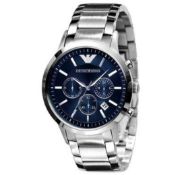 Emporio Armani AR2448 Men's Blue Dial Silver Bracelet Chronograph Watch