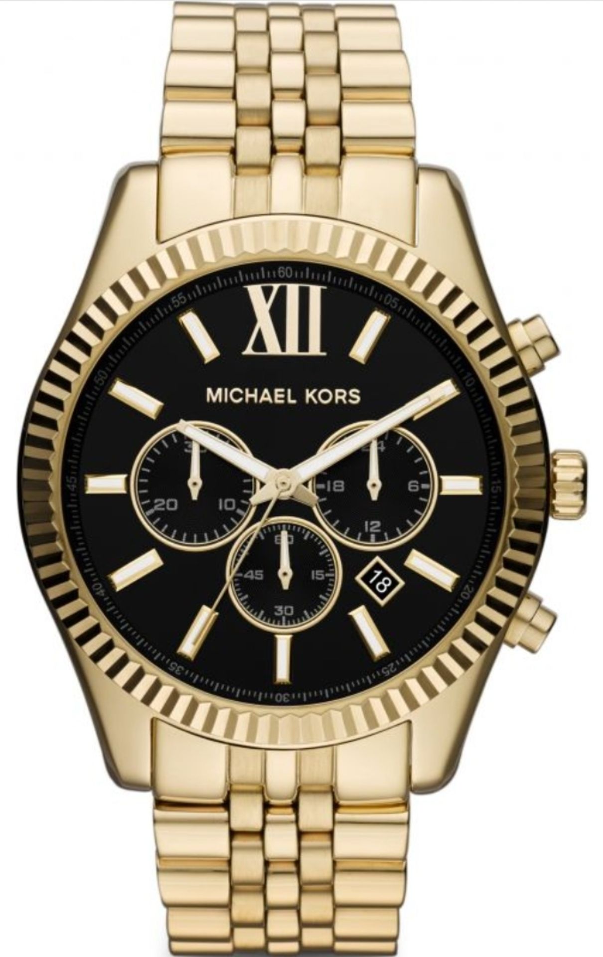 Men's Michael Kors Lexington Gold Bracelet Chronograph Watch Mk8286