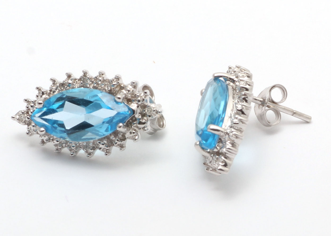 9ct White Gold Diamond and Blue Topaz Earring (BT3.73) 0.02 Carats - Image 2 of 5