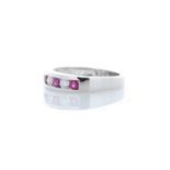 9ct White Gold Semi Eternity Diamond and Ruby Ring