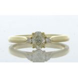 18ct Yellow Gold Oval Cut Diamond Shoulder Set Ring 0.50 Carats