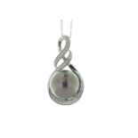 18ct White Gold Diamond and Pearl Drop Pendant (PL1.00) 0.21 Carats